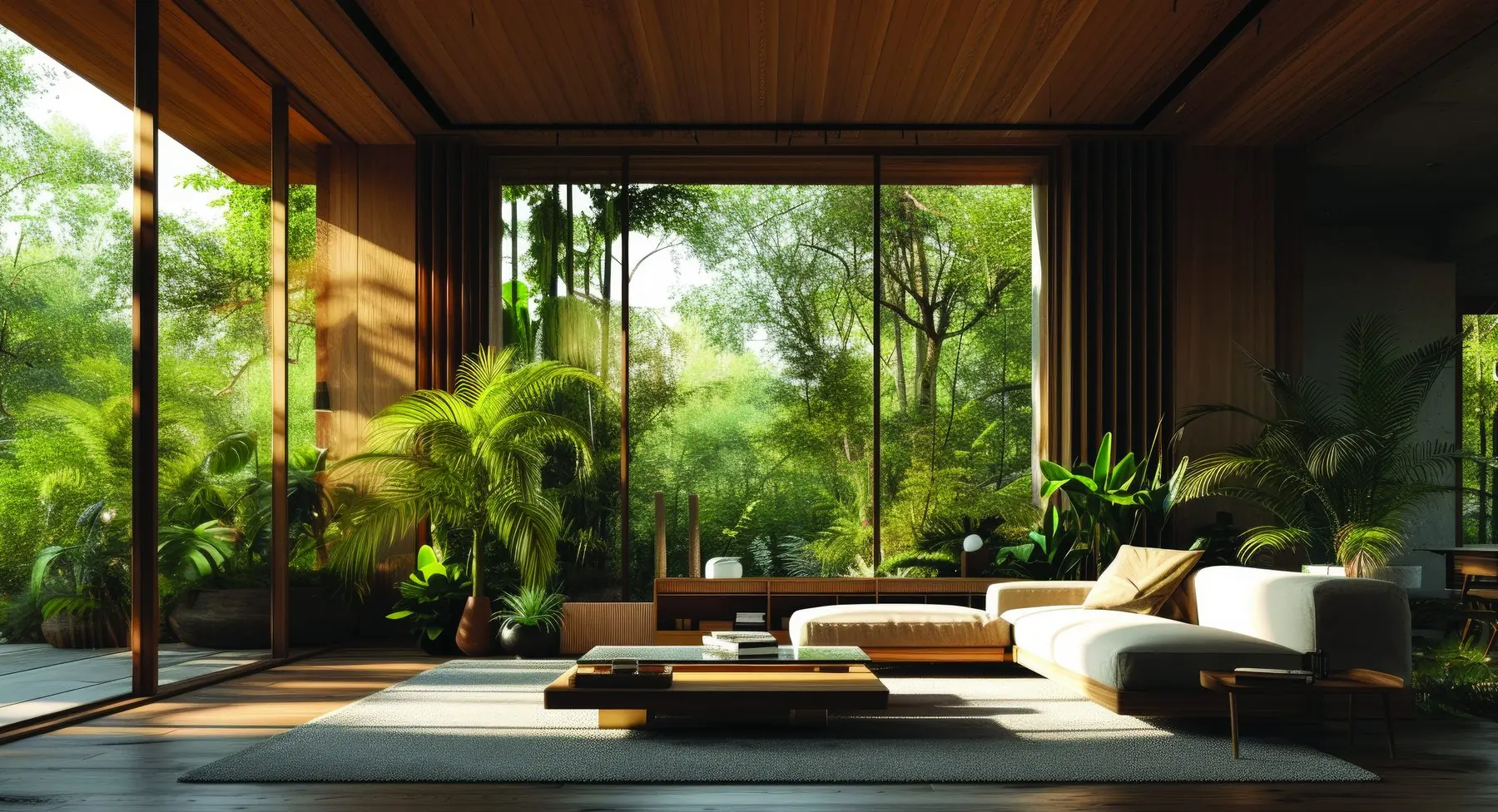 HPR Shades of Green double-height 4 BHK villa living room opening onto private garden courtyard