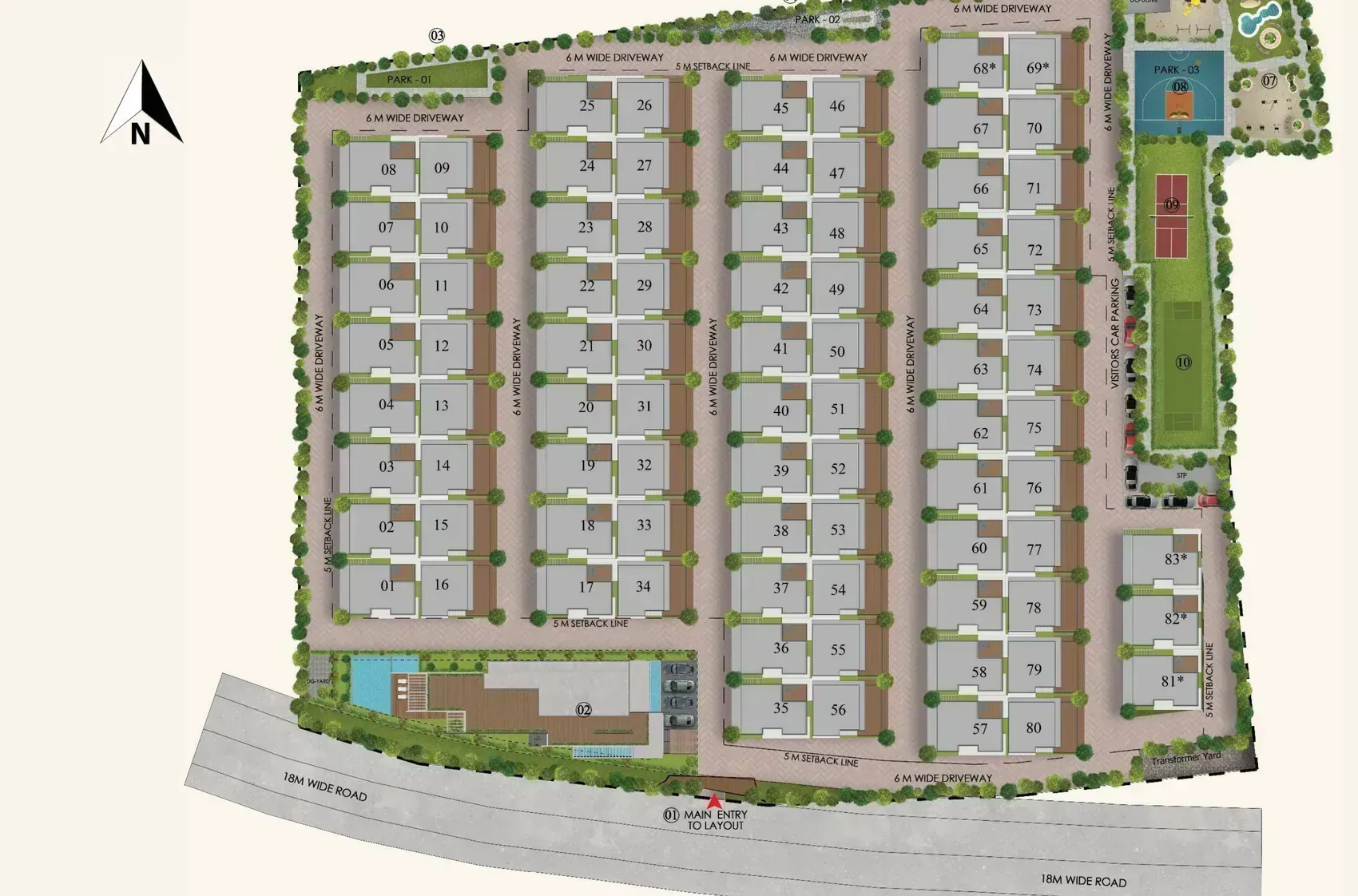 HPR Shades of Green master plan layout numbering all 83 luxury villa plots on Kannuru Road, off Hennur-Bagalur Road